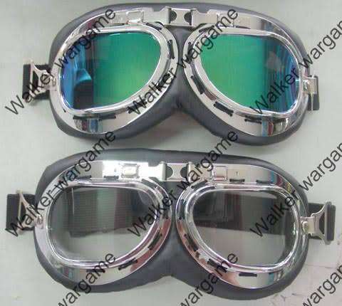 RARE German Military WW II Style Motocycle Goggles (Harley Davidson Style) - Blue Lens