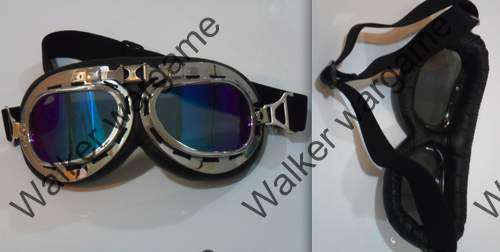 RARE German Military WW II Style Motocycle Goggles (Harley Davidson Style) - Blue Lens
