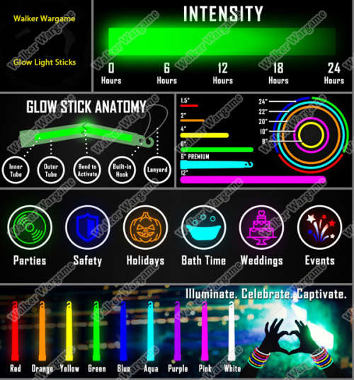 Tactical 6inch Military Chemical Glow Light Sticks - 12hour Glow - Green (Great For Night Game)