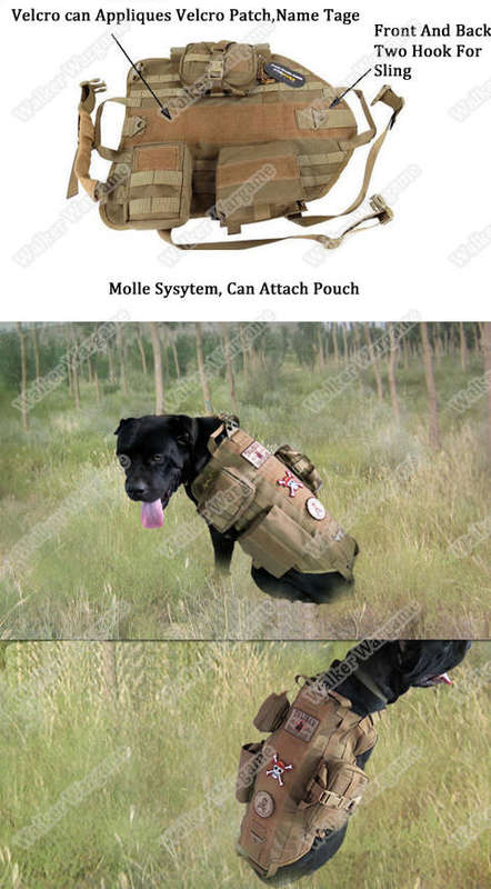Tactical Police K9 Mil Spec Dog Molle Harness Vest - SWAT Black Size M