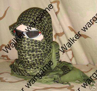 100% Cotton Tactical Shemagh OD Green / Black Military Surplus - Top Quality