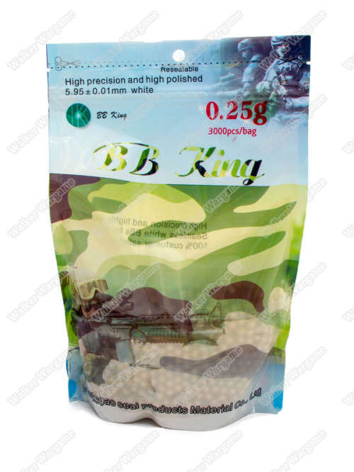 BB King Airsoft 6mm 0.25g BB 3000rds High Quality BB - White