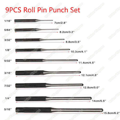 Gunsmith Roll Pins Punch Set with Hammer 9-pcs