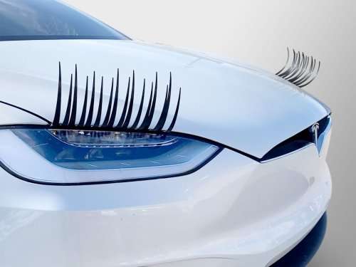 Car Lashes beautify decor car headlights false eyelashes - Black