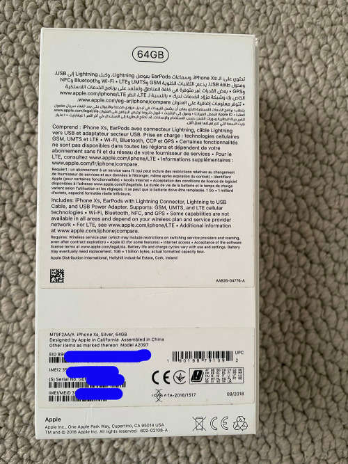 Apple iPhone XS 64GB Silver / White With Survivor Cover/ Brand new earphone