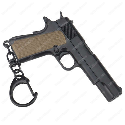 1:4 Colt 1911 Pistol Key Ring Keychain - Black