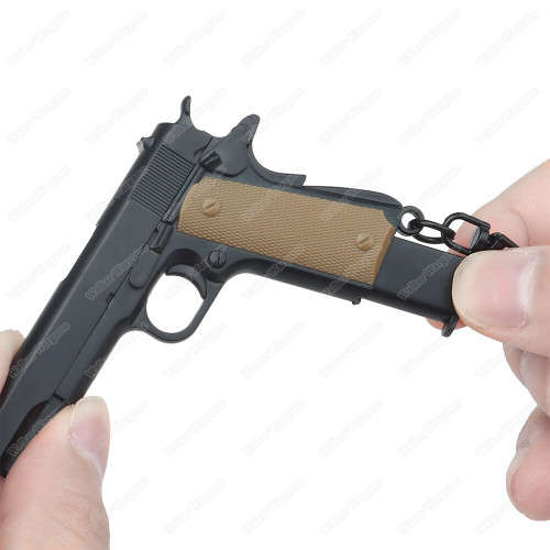 1:4 Colt 1911 Pistol Key Ring Keychain - Black