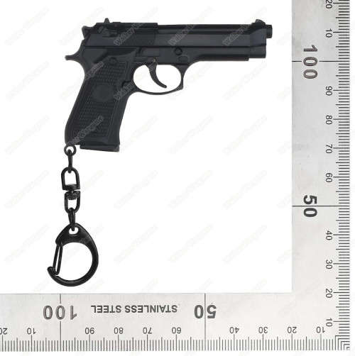 1:4 Beretta 92f M9 Pistol Key Ring Keychain - Black