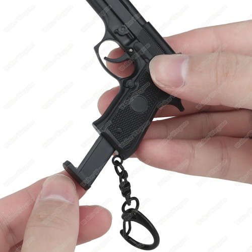 1:4 Beretta 92f M9 Pistol Key Ring Keychain - Black