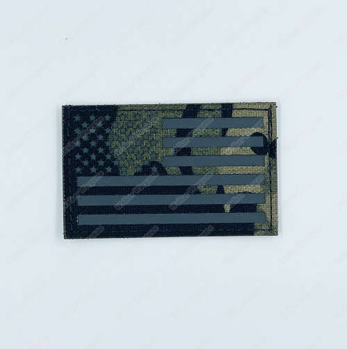 LWG036 US Flag Left Arm Multicam Black - Laser Cut Patch With Velcro