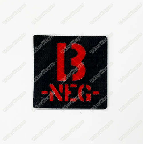 LWG014 B NEG - Laser Cut Reflective Blood Type Patch With Velcro