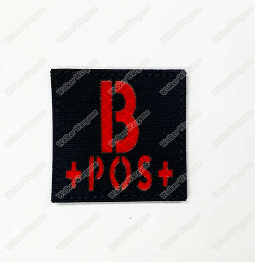 LWG010 B POS - Laser Cut Reflective Blood Type Patch With Velcro