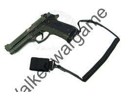Tactical Pistol Hand Gun Spring Lanyard Sling - Black