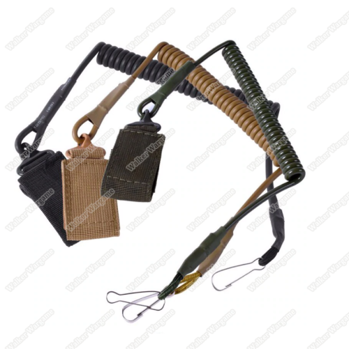Tactical Pistol Hand Gun Spring Lanyard Sling - Black