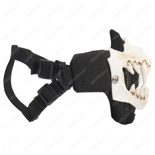 WST Fangs Metal Mesh Mask - White Teeth Black Mask