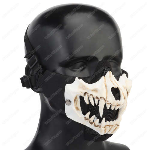 WST Fangs Metal Mesh Mask - White Teeth Black Mask