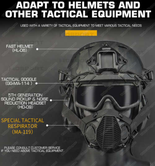 Special Force Tactical Respirator Mask With One Filter