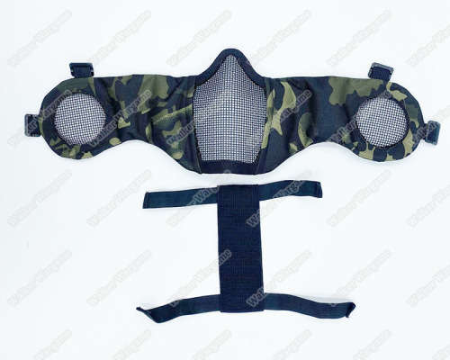 V1E Stalker Type Half Face Metal Mesh Mask With Integrated Mesh Ear Protection Multicam MC