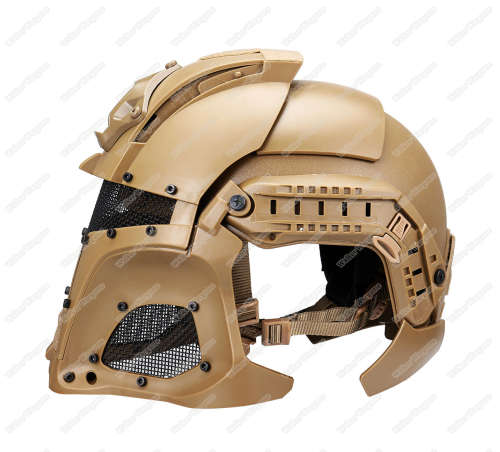 Tactical Samurai Airsoft Mask With Helmet - Desert Tan