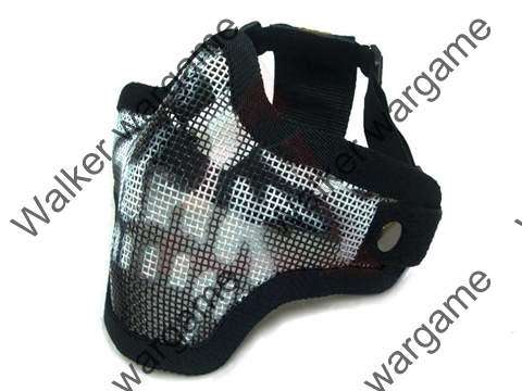 Stalker Type V1 Half Face Metal Mesh Face Mask - Skull Black