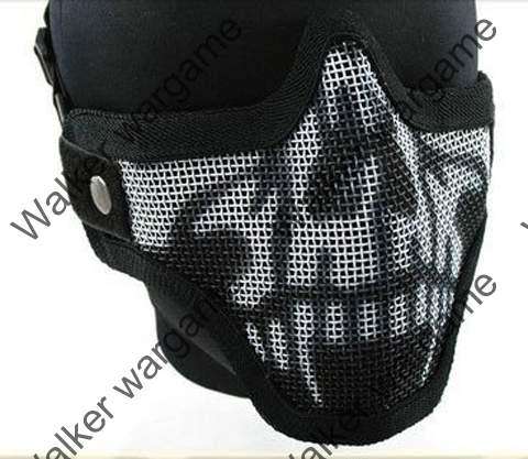 Stalker Type V1 Half Face Metal Mesh Face Mask - Skull Black