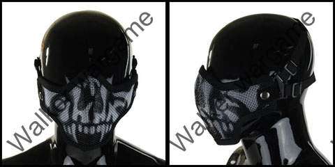 Stalker Type V1 Half Face Metal Mesh Face Mask - Skull Black