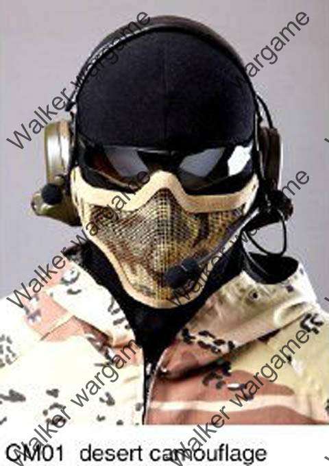 Stalker Type V1 Half Face Metal Mesh Face Mask - Desert Camo