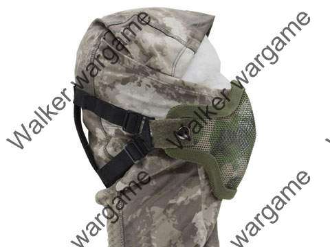 Stalker Type V1 Half Face Metal Mesh Face Mask - Woodland Camo