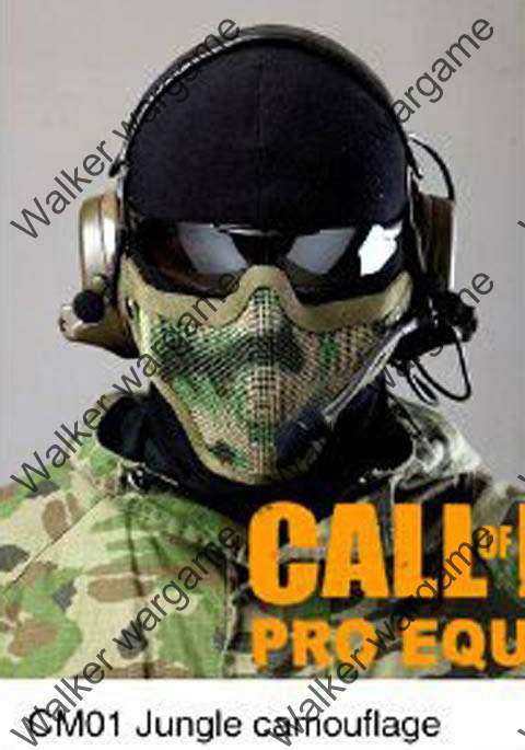 Stalker Type V1 Half Face Metal Mesh Face Mask - Woodland Camo