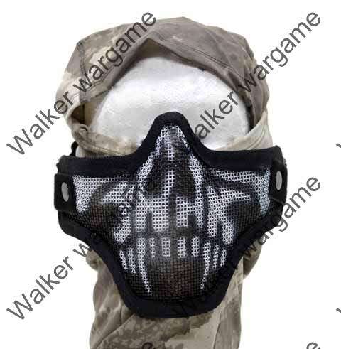 Stalker Type V1 Half Face Metal Mesh Face Mask - Skull Black