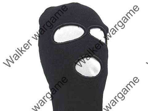 Winter 100% Wool Balaclava 3 Hole Face Mask - Black