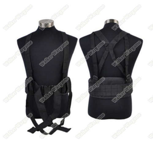 Tactical Waist Padded Molle Belt With Suspender Duty Belt - Black