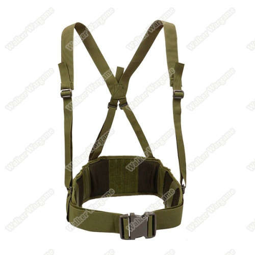 Tactical Waist Padded Molle Belt With Suspender Duty Belt - Tan