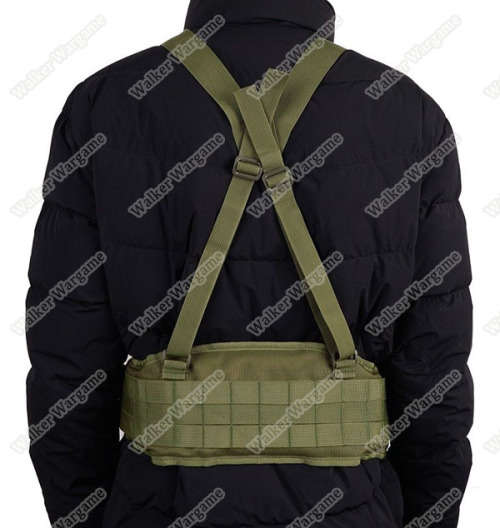 Tactical Waist Padded Molle Belt With Suspender Duty Belt - Tan