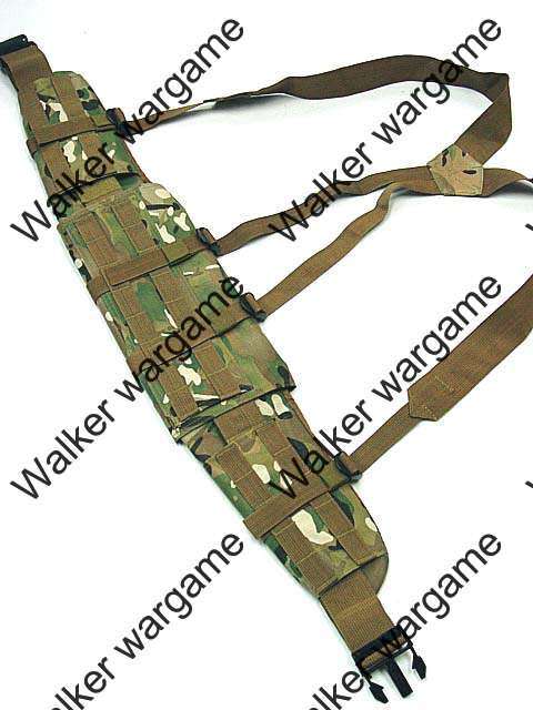 Tactical Waist Padded Molle Belt With Suspender Duty Belt - Multicam