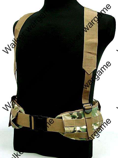 Tactical Waist Padded Molle Belt With Suspender Duty Belt - Multicam