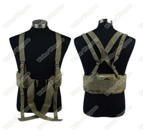 Tactical Waist Padded Molle Belt With Suspender Duty Belt - Multicam