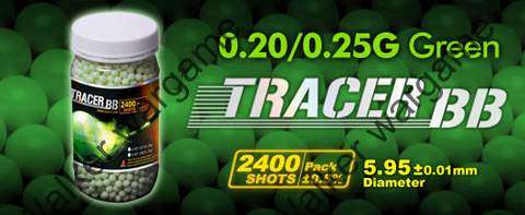 GandG Airsoft Tracer BB 0.28g 2400 Shots Green (Glow In The Dark)