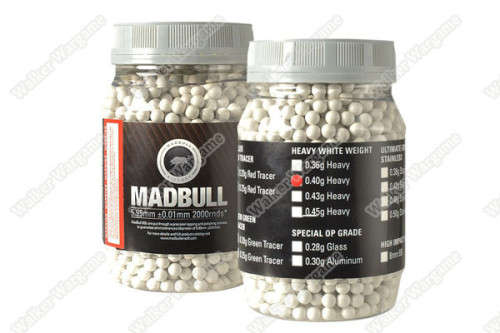 MadBull 0.40g Precision Ultimate Heavy BB For Snipers 2000 rds - White Color