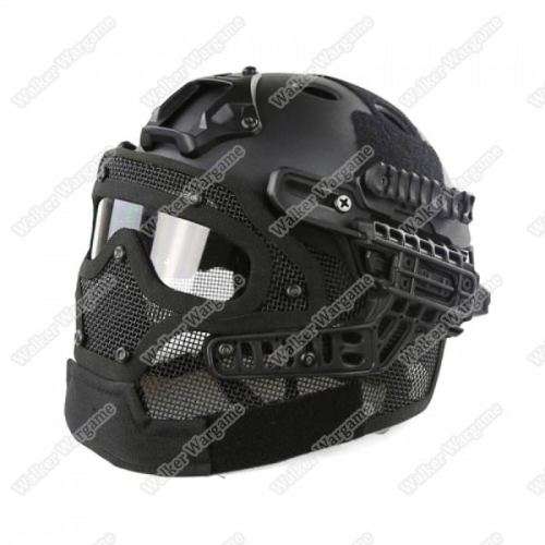 WST Airsoft Warrior System - Steel Wire Face Protective Fastjump Helemt SWAT Black