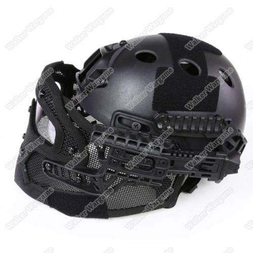 WST Airsoft Warrior System - Steel Wire Face Protective Fastjump Helemt SWAT Black