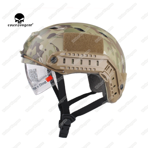 Basis Fast Jump Helmet Build in Goggle With NVG Mount & Side Rail Multicam