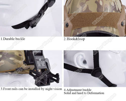 Basis Fast Jump Helmet Build in Goggle With NVG Mount & Side Rail Multicam
