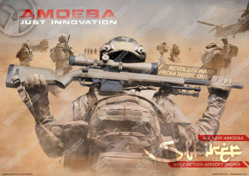 Amoeba (ARES) STRIKER AS01 Spring Power Bolt Action Sniper Airsoft Rifle Black