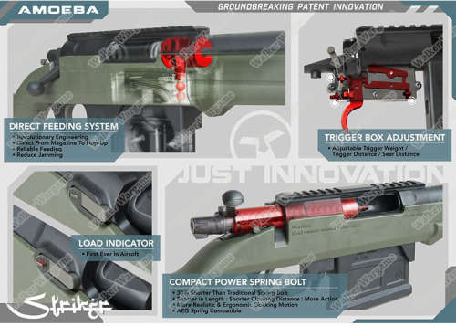 Amoeba (ARES) STRIKER AS01 Spring Power Bolt Action Sniper Airsoft Rifle Black
