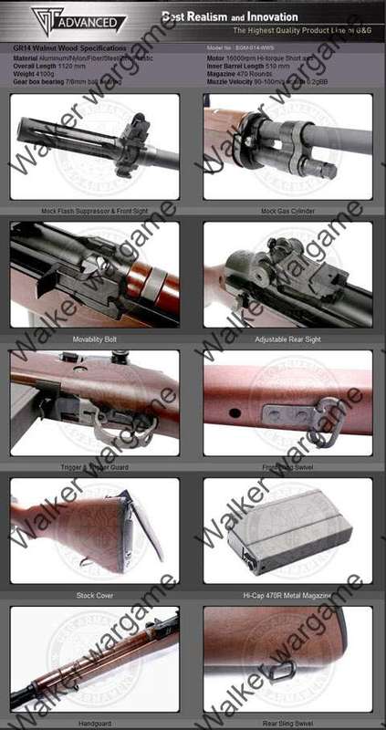 G&G M14 (GR14) Full Metal Initation Wood Stock Sniper Rifle - New ETU Model