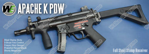 WE H&K MP5K PDW Apache Green Gas Blow Back - BLACK