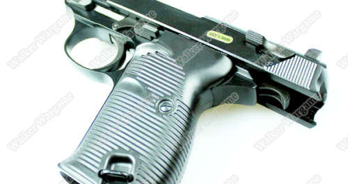 WE Full Metal Heavy Weight Walther Waffenwerke P38 Airsoft Gas Blow Back Pistol - Black