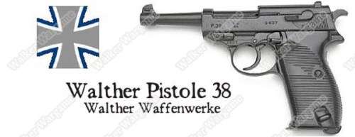 WE Full Metal Heavy Weight Walther Waffenwerke P38 Airsoft Gas Blow Back Pistol - Black