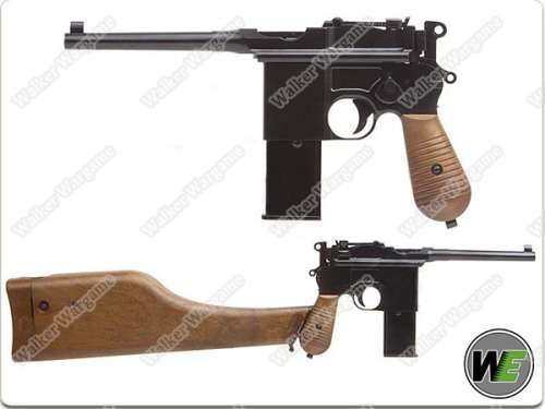 WE Broomhandle Mauser C96 M712 Gas Blow Back Airsoft Pistol - With Butt Stock / Holster